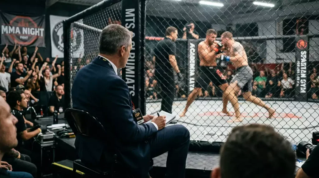 Dana White a observar combate no Contender Series