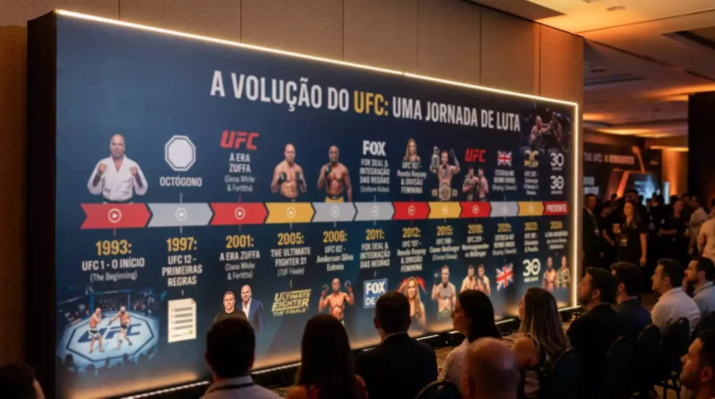 Timeline visual da evolução do UFC desde 1993 até hoje
