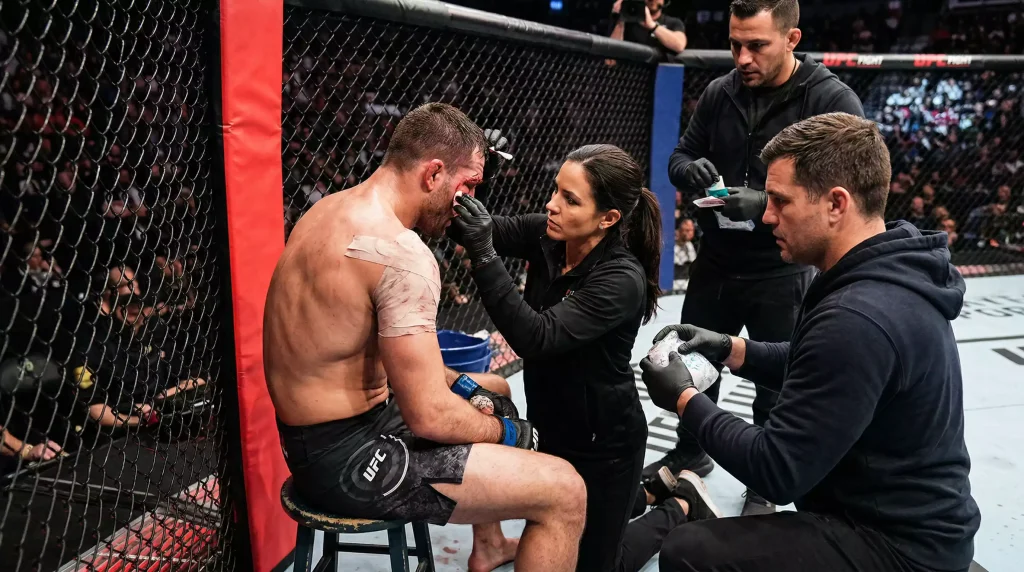Lutador UFC a receber tratamento médico entre rounds
