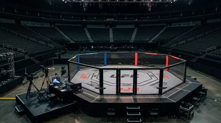 Octógono do UFC preparado para um evento Fight Night